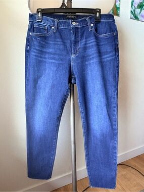 Banana Republic Premium Denim Mid-Rise Skinny Jeans Blue Raw Hem Size М